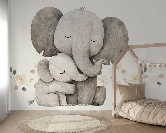 Olifant Hug Behang - voor de Kinderkamer
