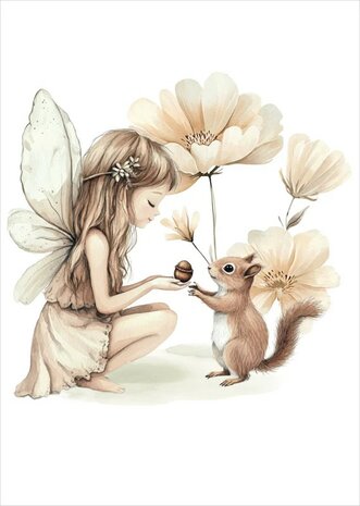 kinderposter elf naturel met eekhoorn