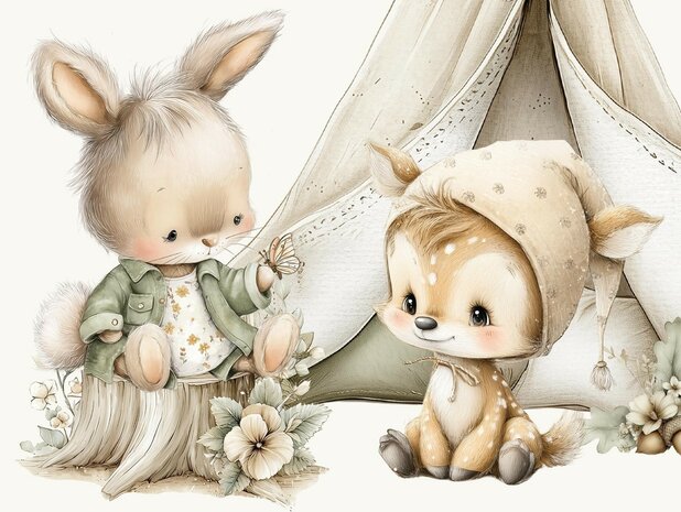 Behang Kleine Bosvriendjes