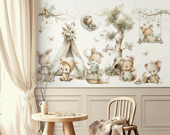 Behang Kleine Bosvriendjes