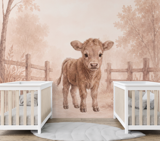Behang Little Meadow &ndash; Behang met Lief Kalfje