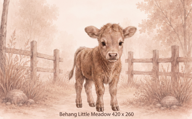 Behang Little Meadow &ndash; Behang met Lief Kalfje