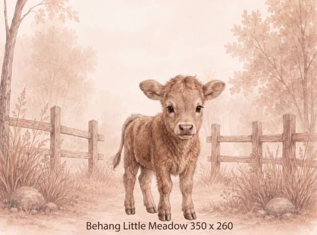 Behang Little Meadow &ndash; Behang met Lief Kalfje