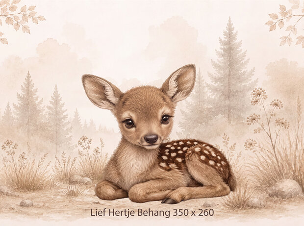 Lief Hertje in het Bos &ndash; Neutraal Woodland Behang voor de baby- of kinderkamer