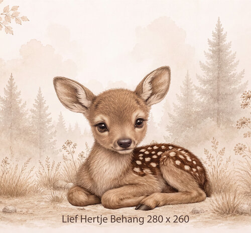 Lief Hertje in het Bos &ndash; Neutraal Woodland Behang voor de baby- of kinderkamer