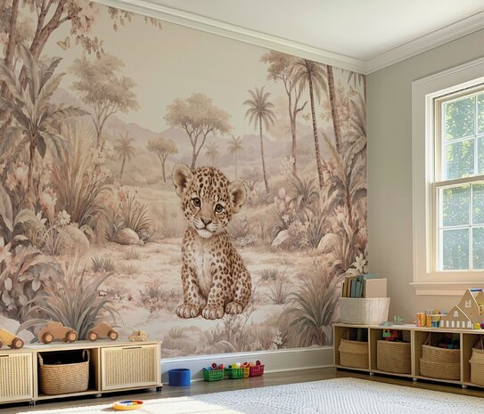 Safari Blossom Luipaard &ndash; behang