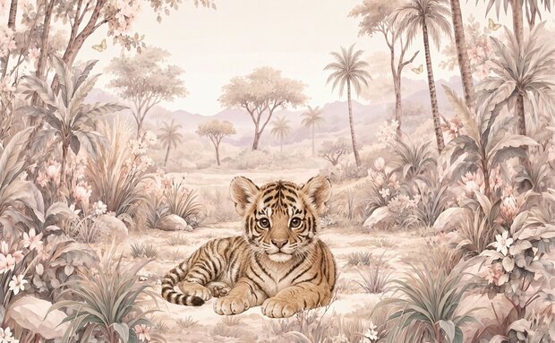 Safari Blossom Tijger &ndash; behang