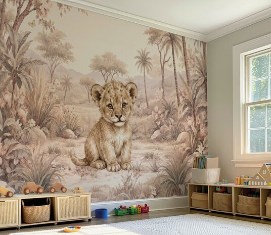Safari Blossom Leeuw &ndash; behang