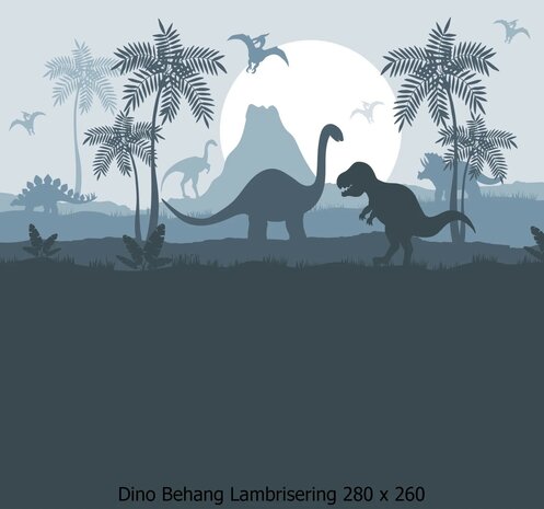 Dino behang kinderkamer &ndash; Lambrisering blauw