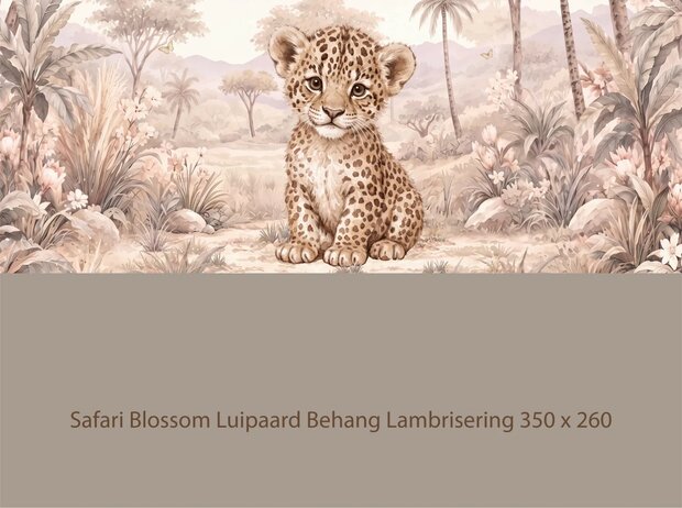 Safari Blossom Luipaard Behang  &ndash; Lambrisering