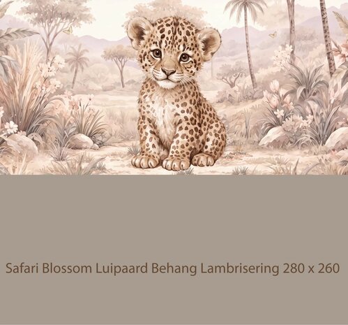 Safari Blossom Luipaard Behang  &ndash; Lambrisering