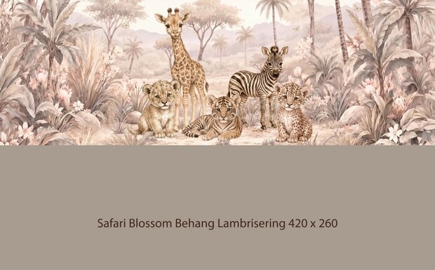 Safari Blossom Behang   &ndash; Lambrisering
