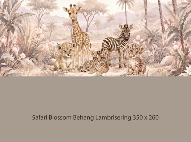 Safari Blossom Behang   &ndash; Lambrisering