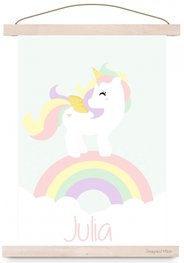 Poster met naam unicorn roze