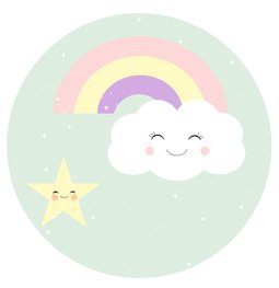 behangcirkel wolk met regenboog pastel | NIET MEER LEVERBAAR