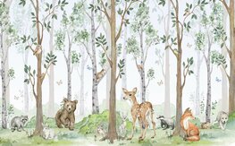 Behang kinderkamer in het bos - bosdieren