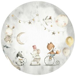 Bosdieren circus Muurcirkel Kinderkamer